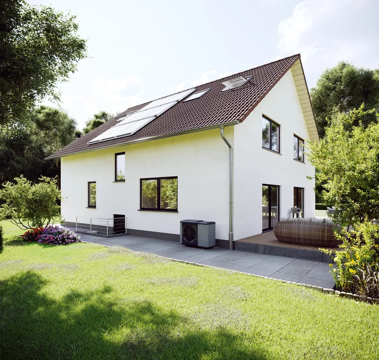 Saniertes EFH mit CHA und Röhrenkollektoren Eine Vorlauftemperatur von 55 °C ist vollkommen ausreichend und bestens geeignet, Heizkörper eines Bestandsbaues zu versorgen.