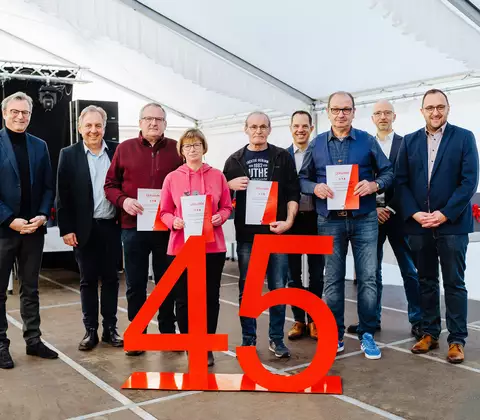 45-jährige Jubilare im Hause WOLF Auf 45 Jahre Betriebszugehörigkeit können Josef Anthofer, Elisabeth Loibl, Werner Fleck und Reinhard Zeilbeck zurückblicken.