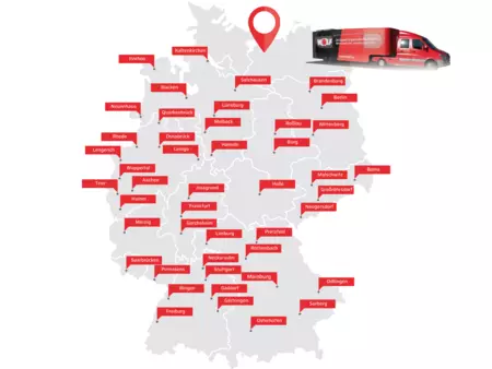 Deutschlandkarte mit Standorten Infomobil