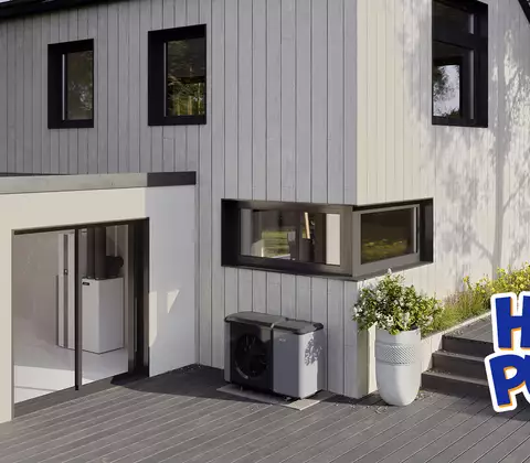 Einfamilienhaus mit Heatpumpday Logo
